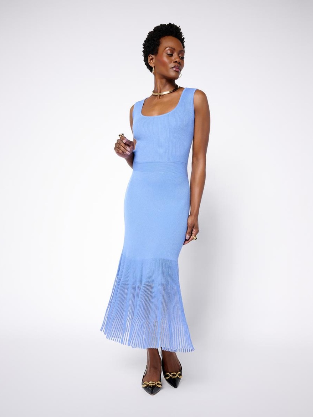 C Wonder Pleat Knit Sweater Tank Dress